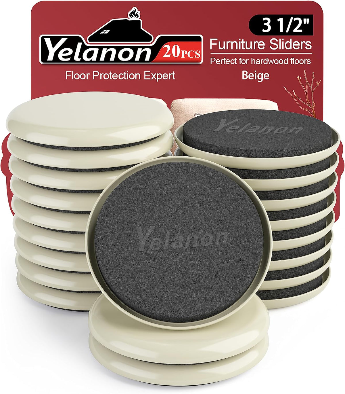 Furniture Sliders for Carpet - Yelanon 20 PCS 3 1/2" Furniture Moving Pads