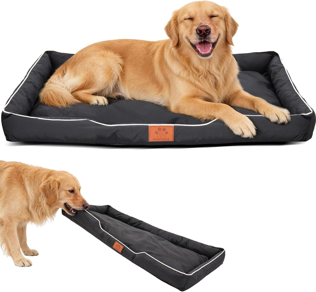 FUMMI Chew Proof Indestructible Dog Bed-Heavy-Duty Quilted Kennel Mat with Waterproof Core, Machine Washable Durable Dog Bed for Aggressive Chewers, Medium Dogs, Black