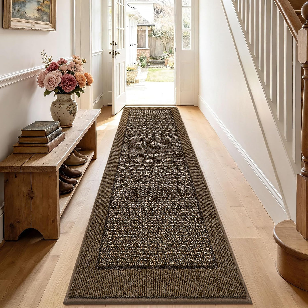 BEQHAUSE Indoor Door Mat 31" X 120", Dirt Trapper Door Mats, Brown