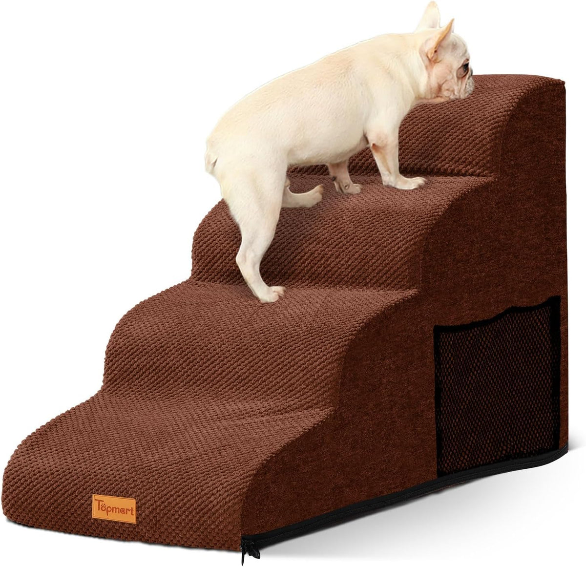 4-Step Dog Stairs for Small Dogs, Non-Slip Foam Pet Steps for High Beds