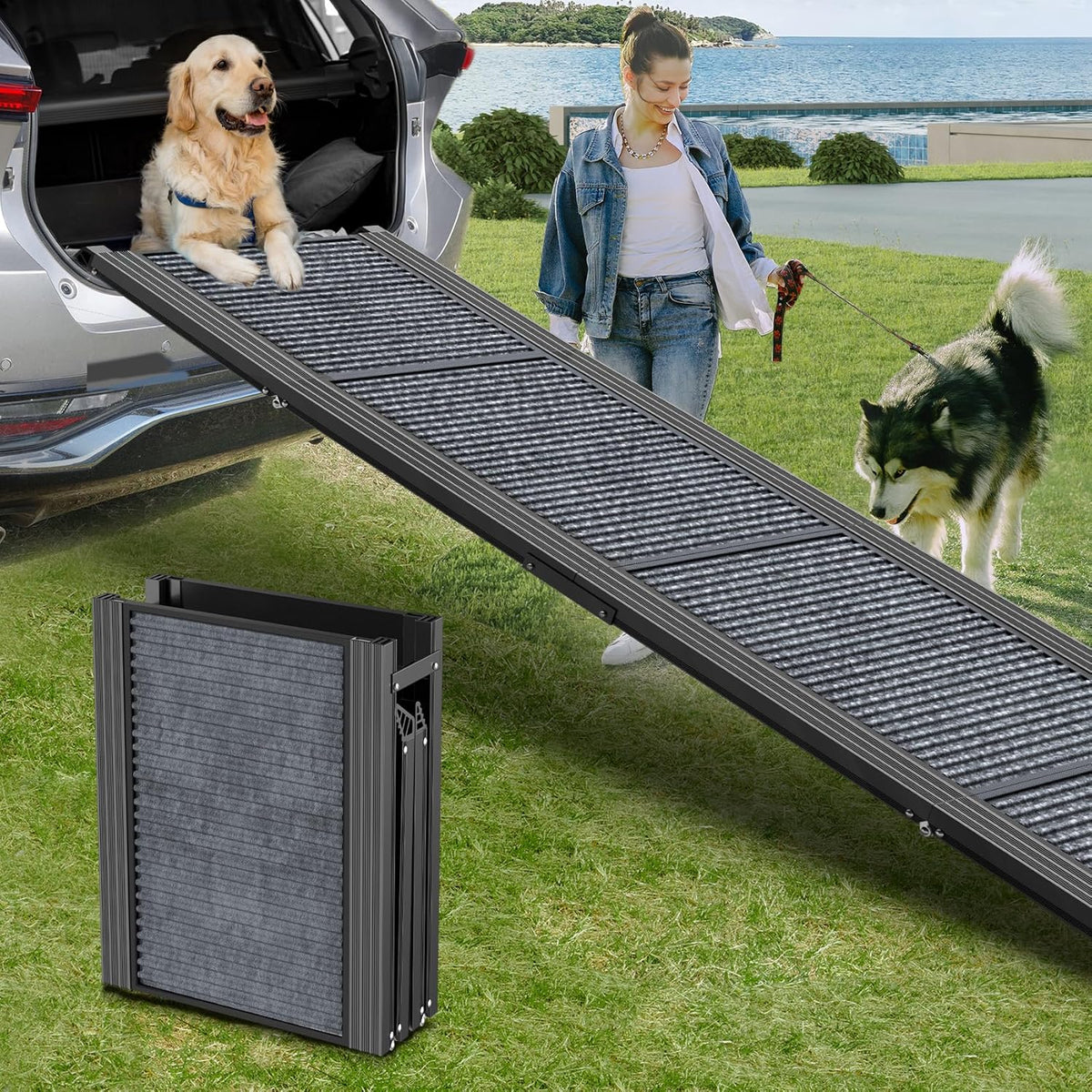 Dog Ramp for Car 71" L × 20" W, Extra-Long & Wide Foldable