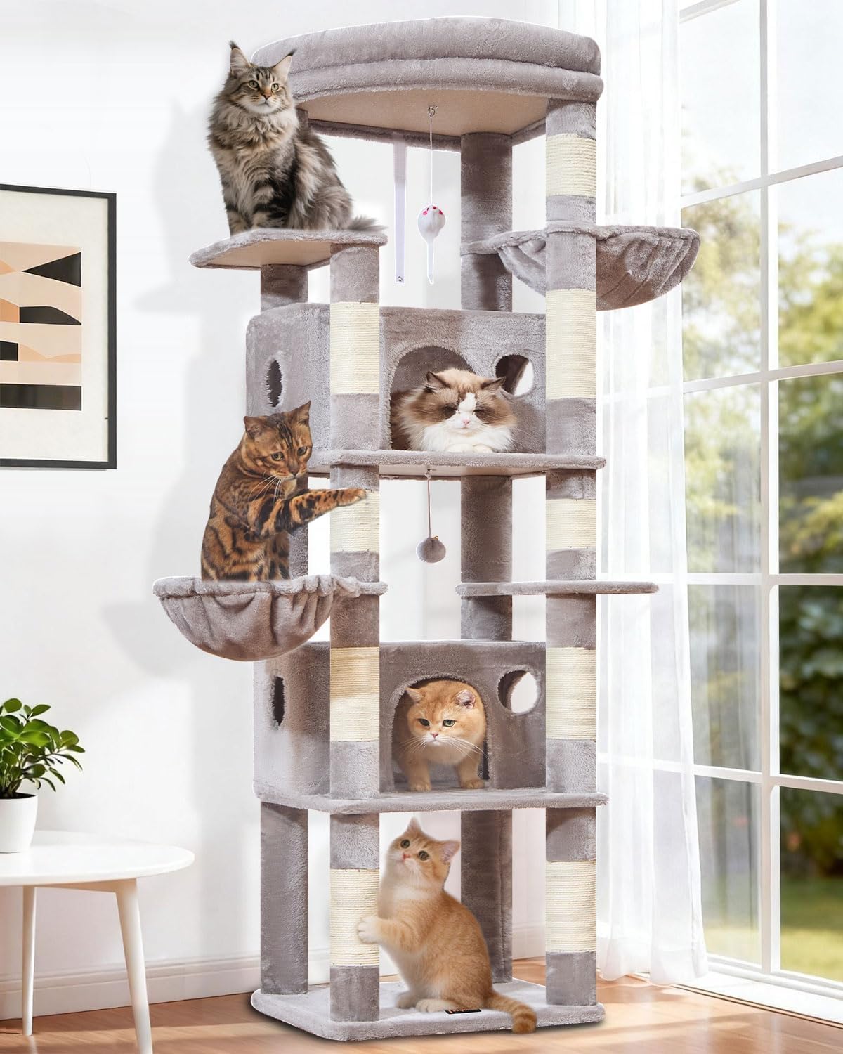 Taoqimiao Cat Tree for Large Cats, 72In Tall Cat Tower, Giant Platform