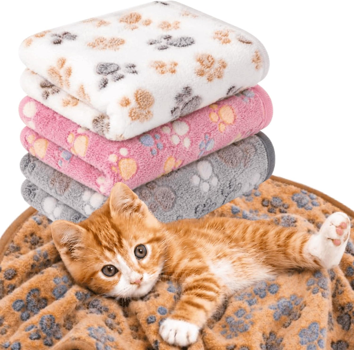1 Pack 4 Kitten Blankets for Indoor Kittens, Fleece Cat Blankets Washable
