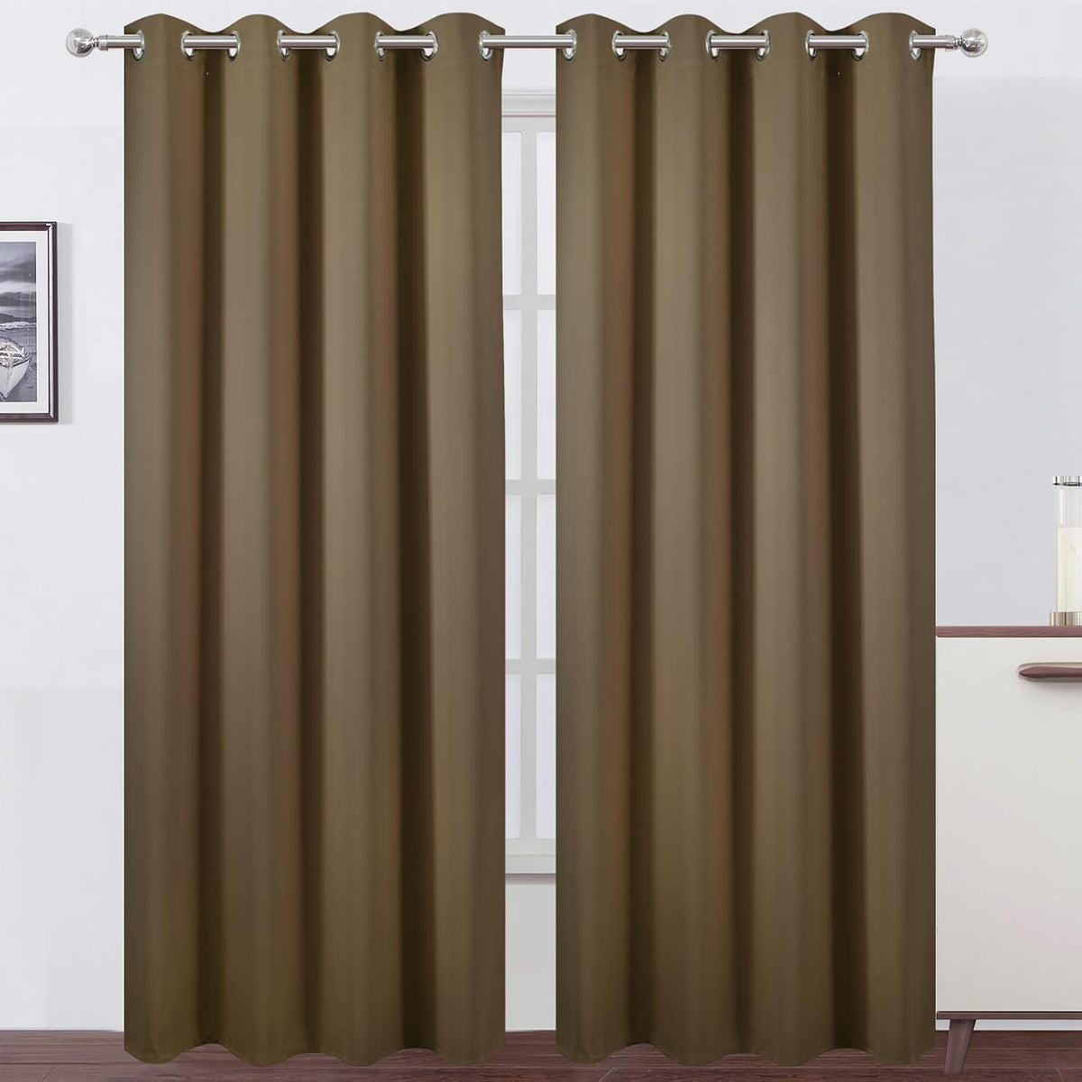 LEMOMO Blackout Curtains 52 X 84 Inches Long Black Curtains Set of 2 Panels Thermal Insulated Room Darkening Curtains for Bedroom