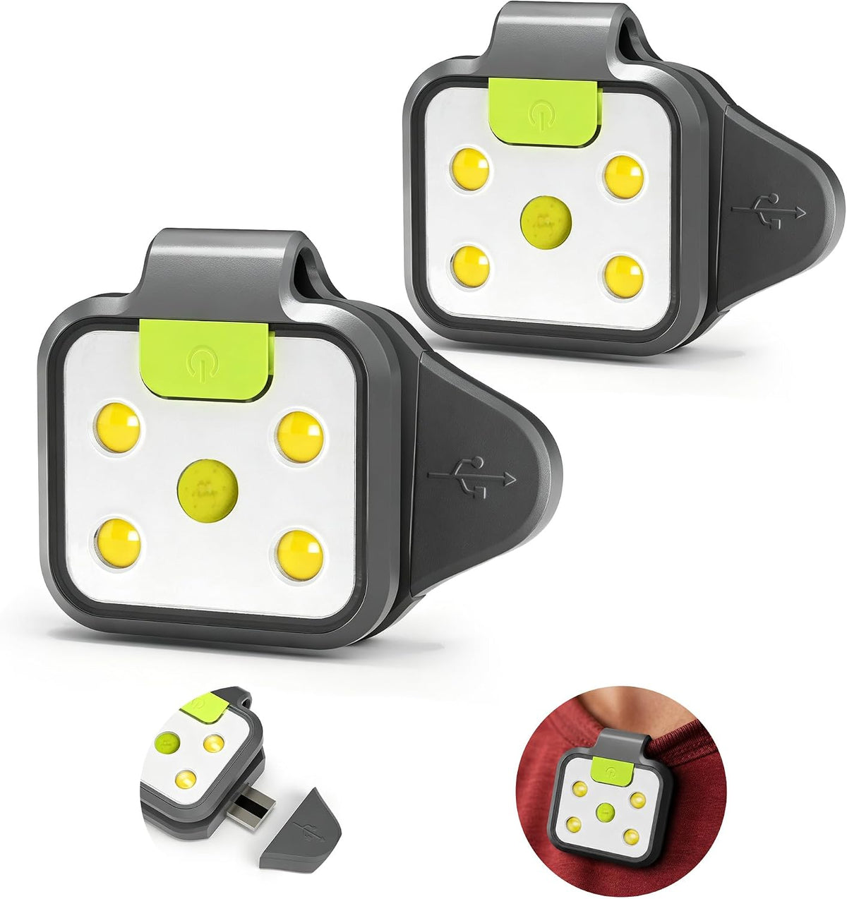 HOKOILN LED Winter Running Light with Hat Clip, Rechargeable Clip-On Running Light