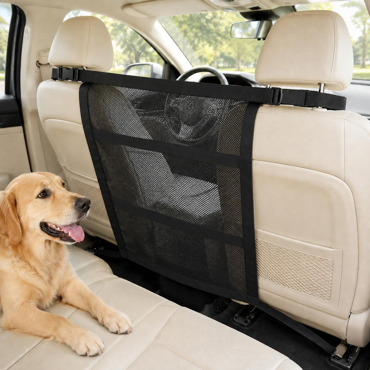 Dog Car Barrier,Car Net for Dogs, Pet Divider for Suvs, Sedans and Trucks