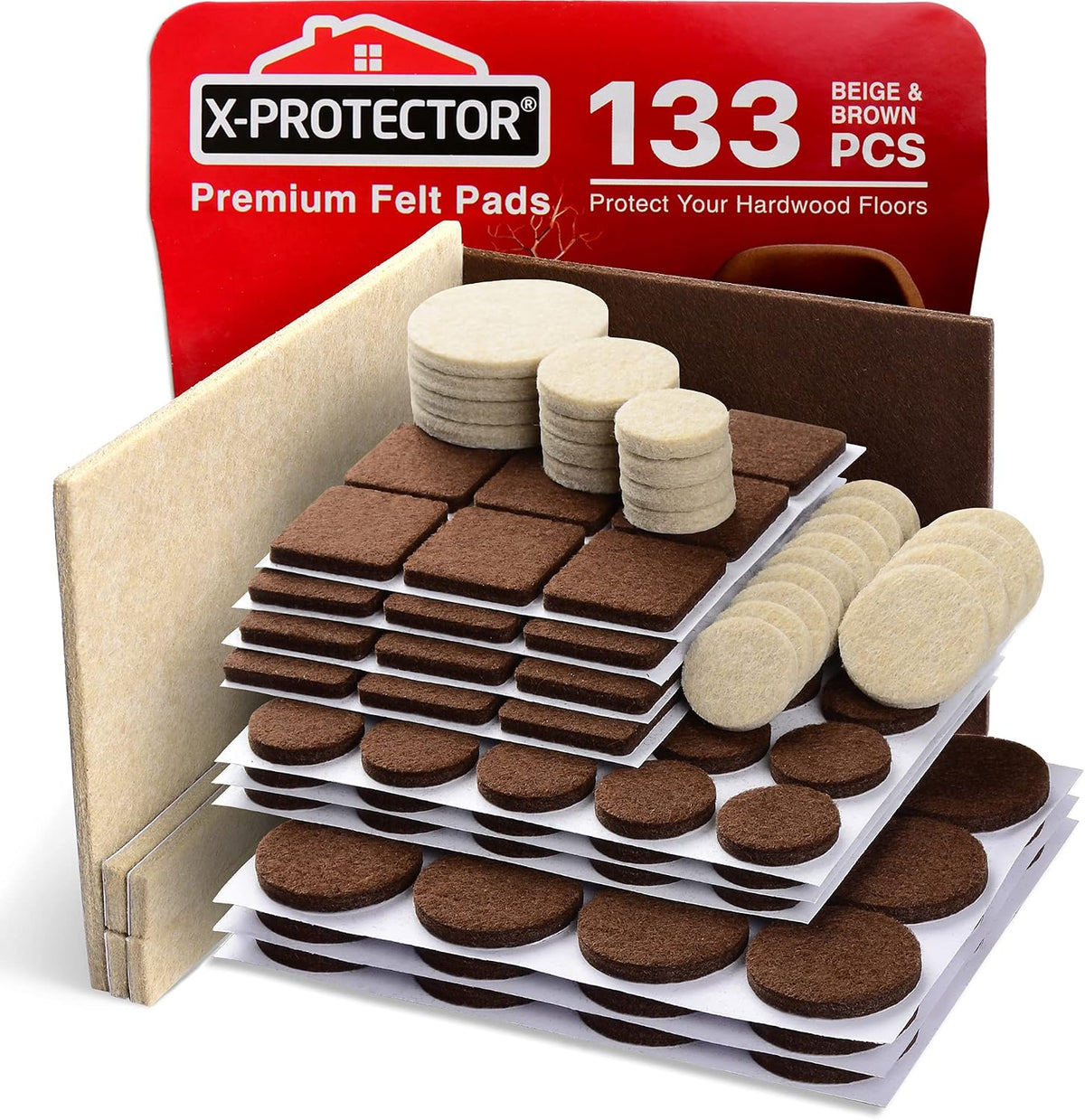 Felt Furniture Pads X-PROTECTOR 133 PCS Premium Furniture Pads - Felt Pads