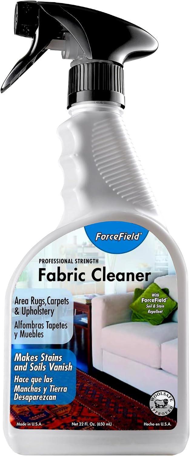 Forcefield® Fabric Cleaner Professional Strength, Deeply Penetrates Water Safe Fabric & Fibers of Upholstery, Clothing, Rugs & Carpeting - 22Oz