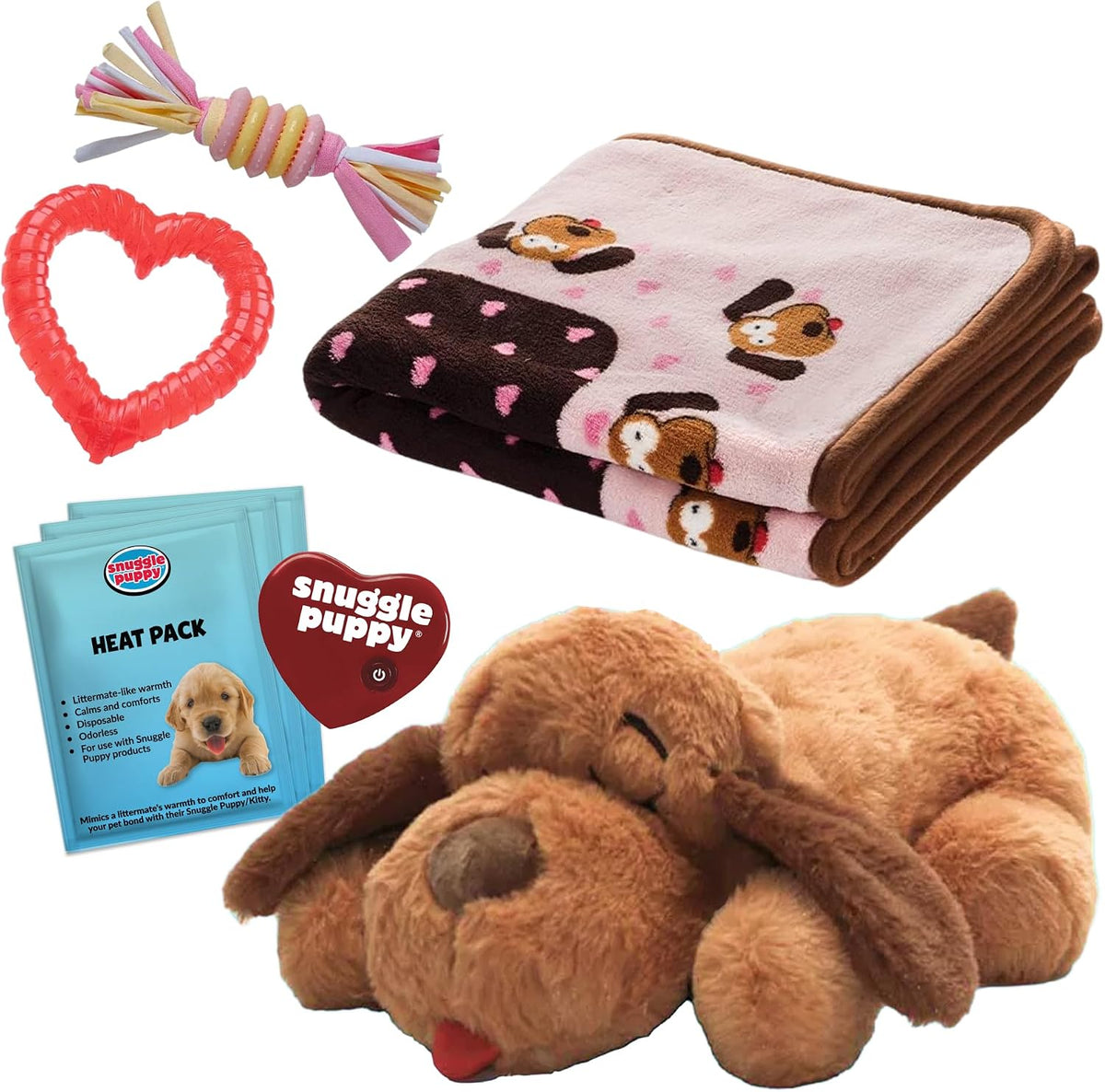 Snuggle Puppy Essentials Starter Kit, Heartbeat Toy & Blanket - Pink