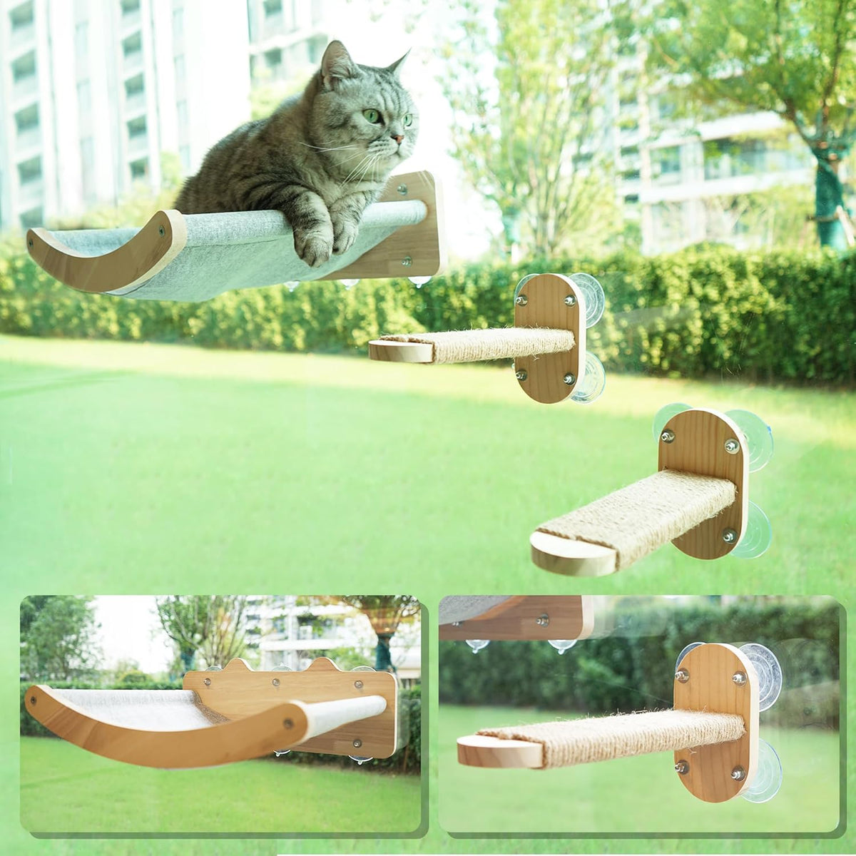 Cozy Cat Window Perch with 2 Pack of Sisal Window Shelves