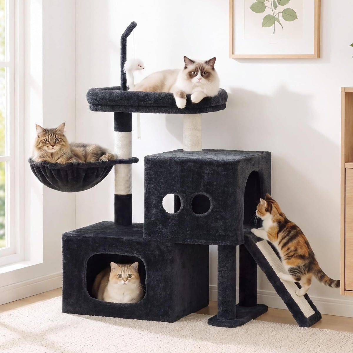 Heybly Cat Tree, Stable Easy Climb 31.5" Tower with 2 Cat Condos HCT208SG