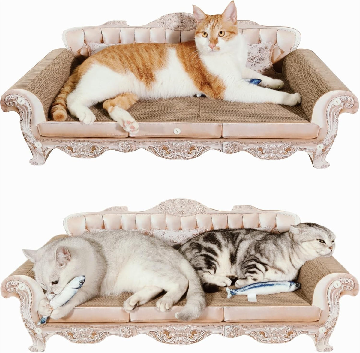 Miwoowim 31.5" Extra Large Cat Scratcher Sofa, Durable Cardboard Lounge Bed