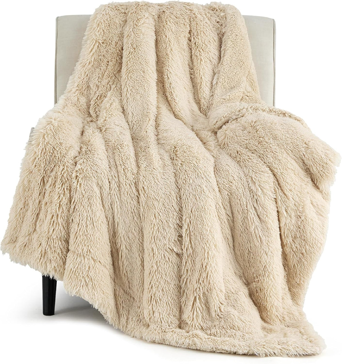 Bedsure Faux Fur Fluffy Fleece Sherpa Blanket Couch Throw Grey 50"X60"