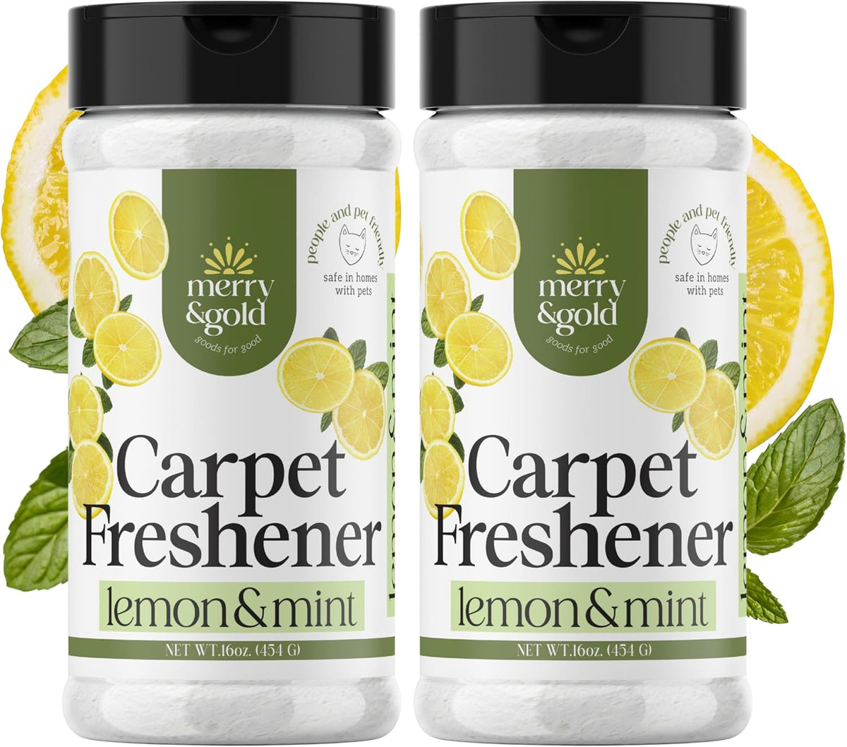 Merry & Gold Carpet Deodorizer & Carpet Freshener Powder Lemon + Mint 2Pk