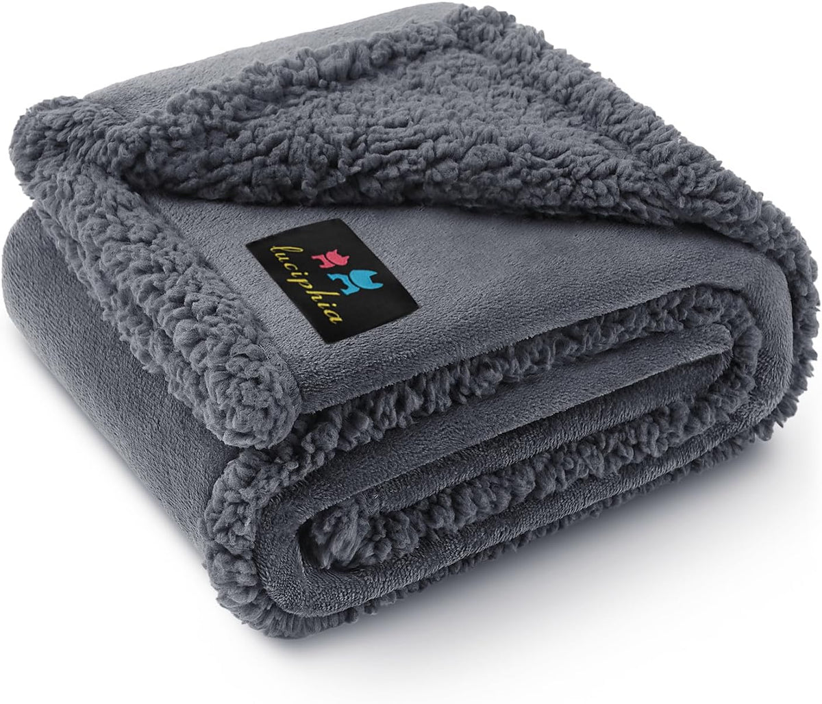 Waterproof Pet Blanket, Liquid Pee Proof Dog Blanket for Sofa Bed Couch, Reversible Sherpa Fleece Furniture Protector Cover for Small Medium Large Dogs Cats, Dark Gray Small(40" X 28")