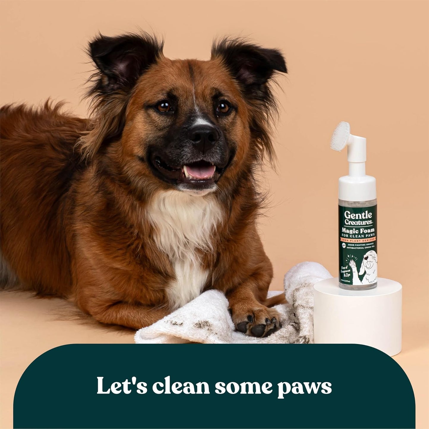 Magic Foam Paw Cleaner for Dogs & Cats, No-Rinse Foaming Scrubber Brush for Dirty, Muddy Paws – for Small, Medium & Large Dogs, Puppies, Kittens (5 Fl Oz)