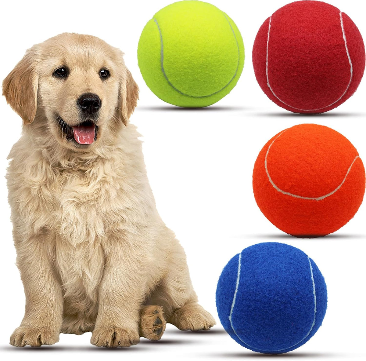 Magicorange Large Tennis Balls for Dogs, 4 Pack 4 Inch Big Tennis Ball
