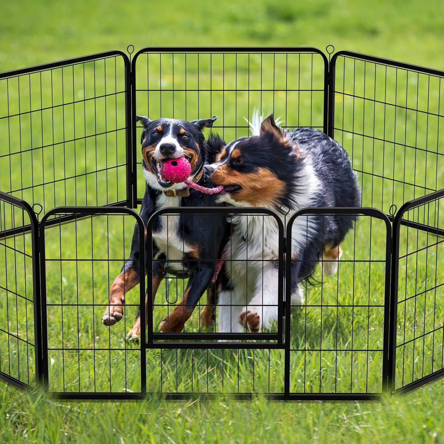 NEWBULIG Dog Playpen 8 Panels 32" Height Foldable Heavy Duty Metal Dog Exercise Playpen Puppy Fence for Indoor Outdoor Yard