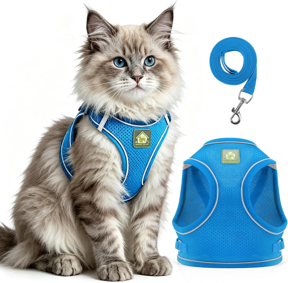 Cat Harness and Leash,Adjustable Cat Harness Escape Proof (Blue-M)