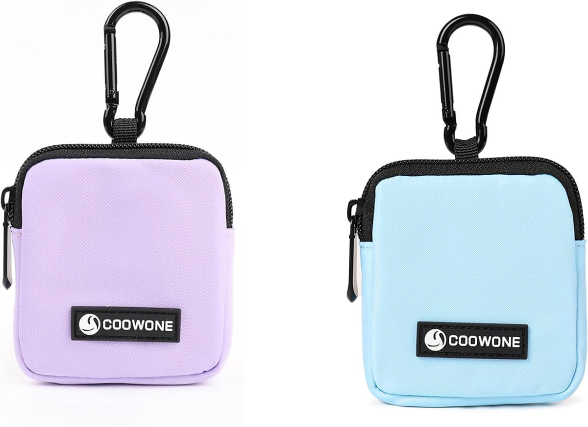 Dog Treat Pouch 2 PCS, Waterproof Small Dog Treat Bag for Leash, Hands Free Puppy Walking Bag with Carabiner, Pet Poop Bag Holder for Pet Puppy Travel or Outdoor Use, Zipper Closure to Avoid Spilling