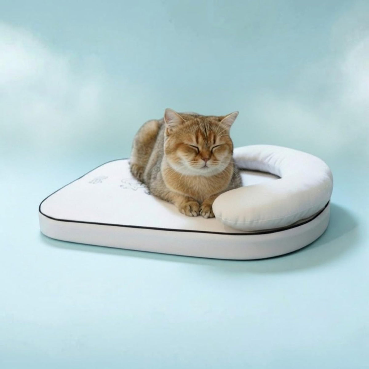 Nona Pelona Self Cooling Cat Mat with Headrest Pillow, 20 X 16 Inch – Cool-Touch Ice Fabric Pad for Cats and Small Dogs – No Gel, No Water, Washable Cover, Anti-Slip Base