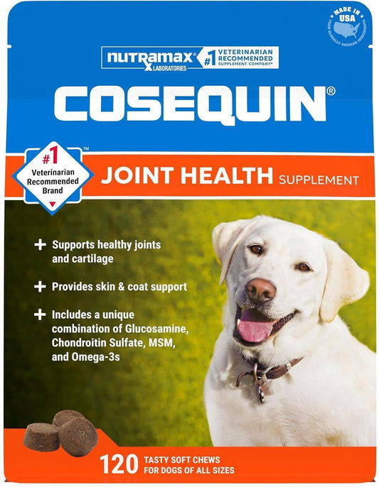Nutramax Cosequin Joint Supplement for Dogs, Skin & Coat, Soft Chews,120Ct