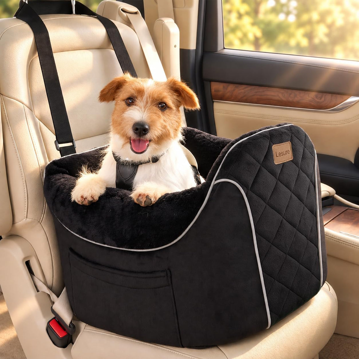 Lesure Dog Car Seats for Small Dogs,Safety Pet Booster Seat under 25Lbs