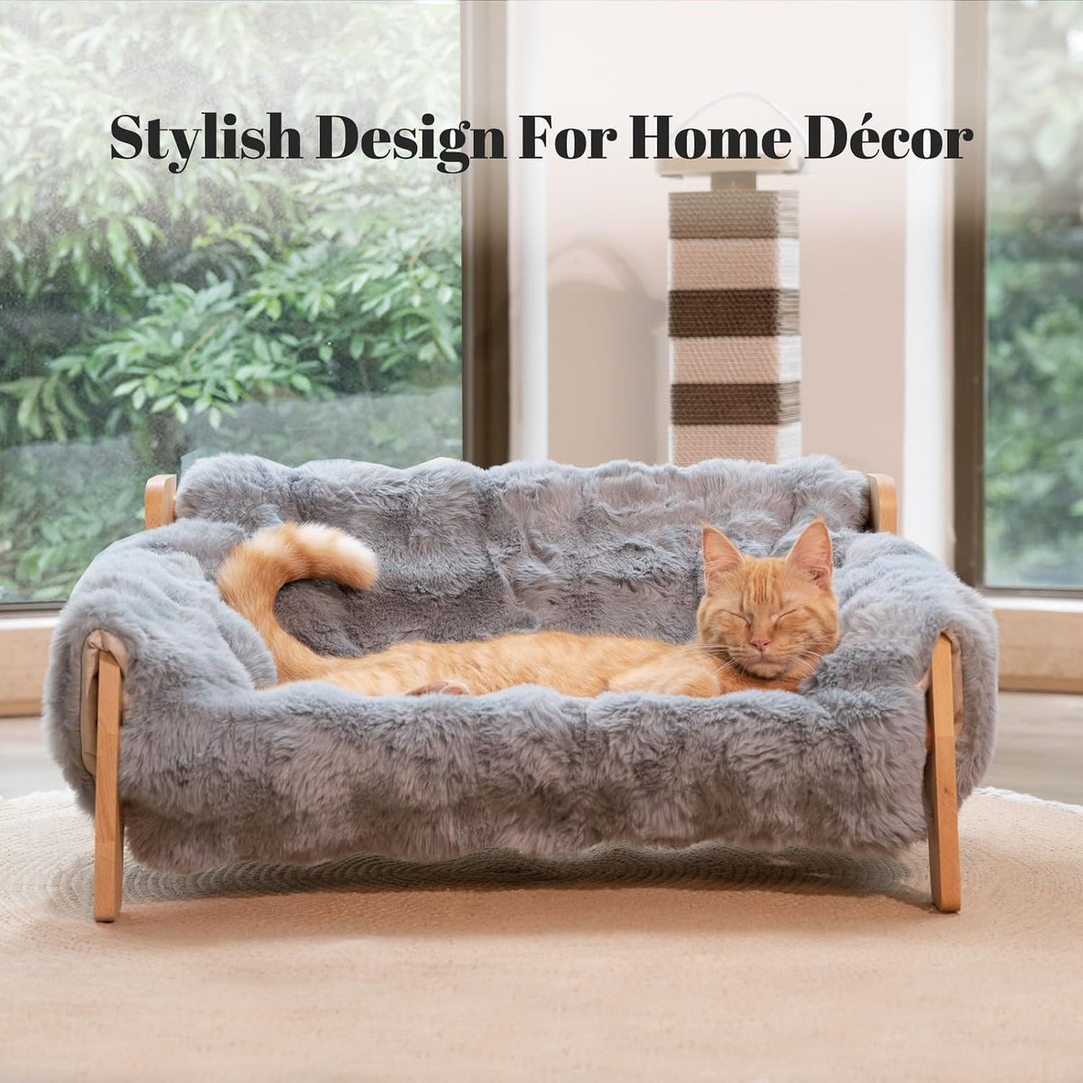 CHEERHOME PETS Elevated Cat Couch Bed Wooden Raised Kitty Sofa Lounge Chair