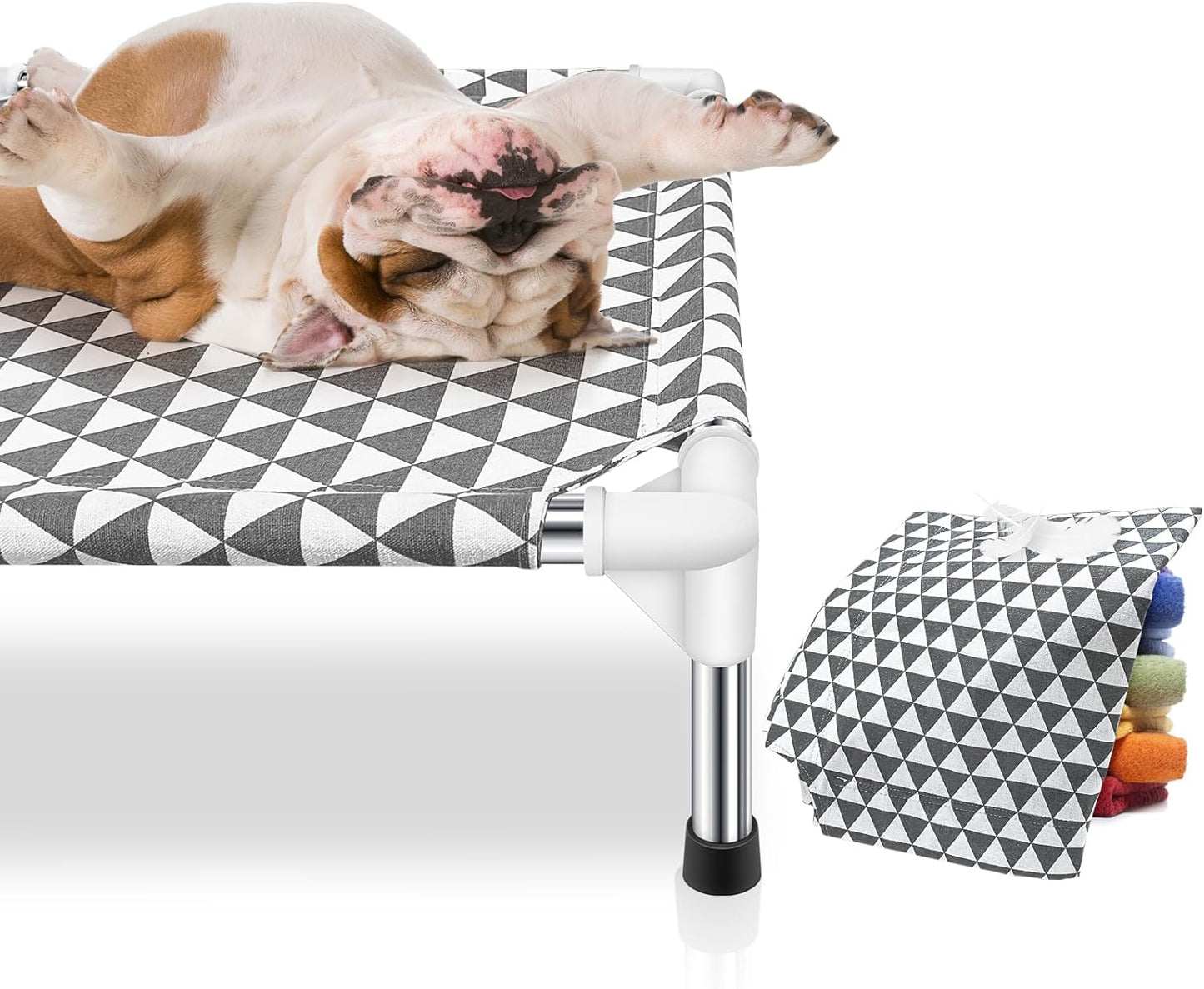 Kuntrust Elevated Outdoor Dog Bed, Medium Size, Cotton Material, Non-Slip Feet, Fits up to 70Lbs