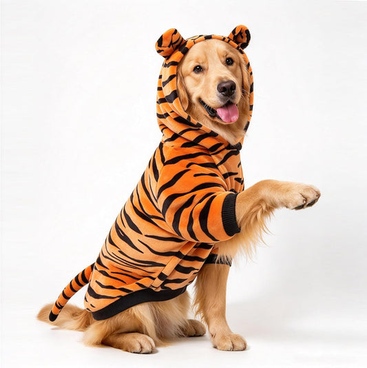 Halloween Dog Tiger Costume-Pet Cosplay Clothes Cat Coat Hoodie Outfits Warm Winter Apparel for Dog Small and Medium Cat(Xl)