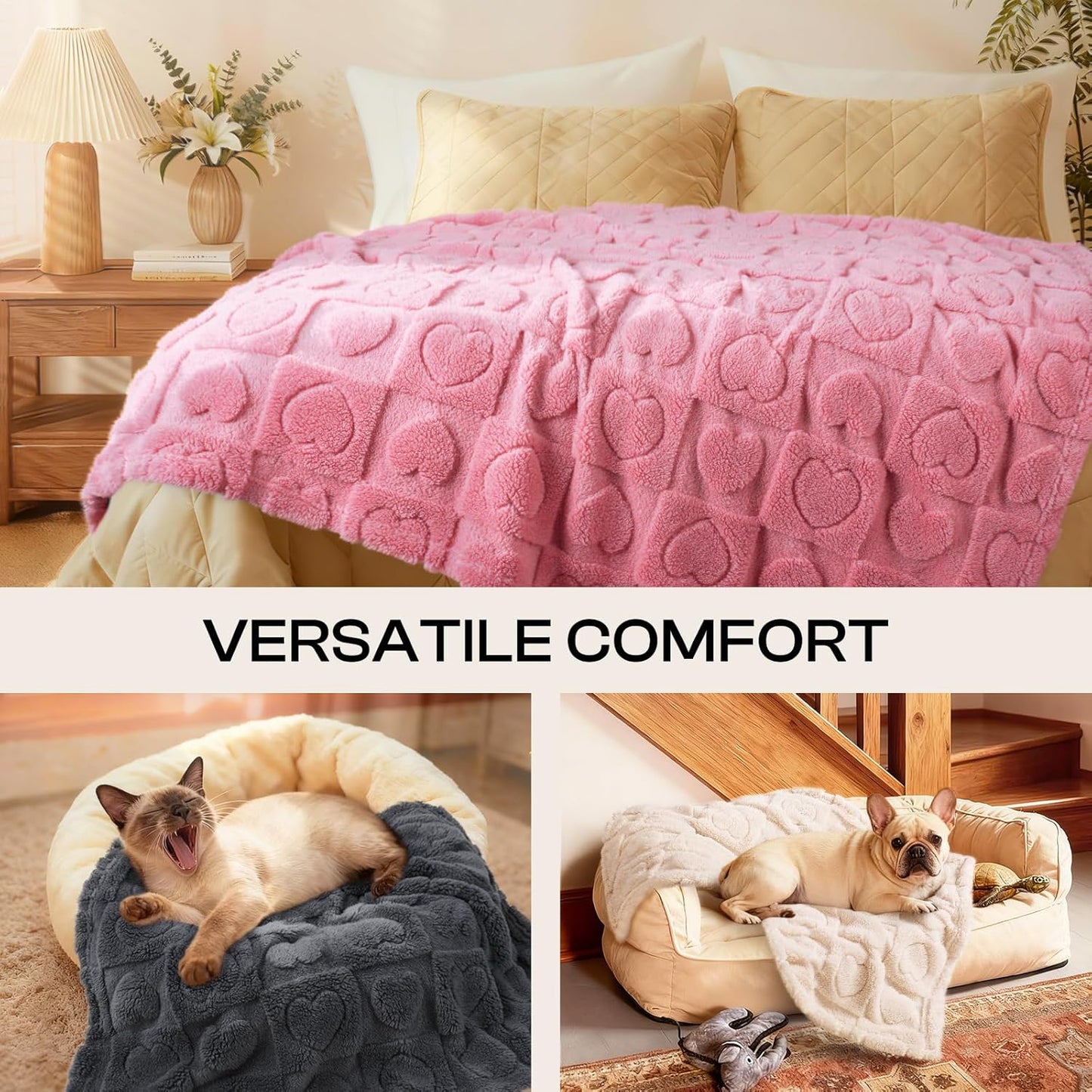 Luciphia Small Dog Blanket Washable Pet Bed Cover Soft Fluffy Puppy Blanket with Premium Fleece 300GSM Cozy Calming Cat Blankets for Indoor Cats Pink 30X20 Inch