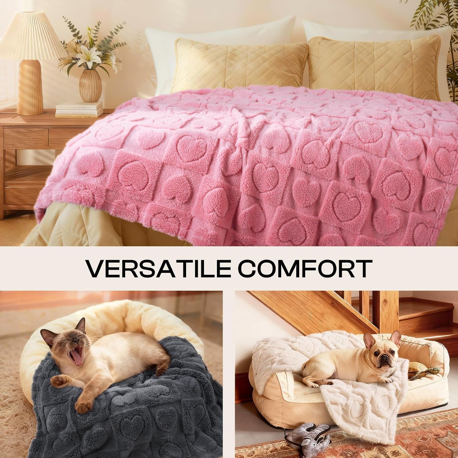 Luciphia Small Dog Blanket Washable Pet Bed Cover Soft Fluffy Puppy Blanket with Premium Fleece 300GSM Cozy Calming Cat Blankets for Indoor Cats Pink 30X20 Inch