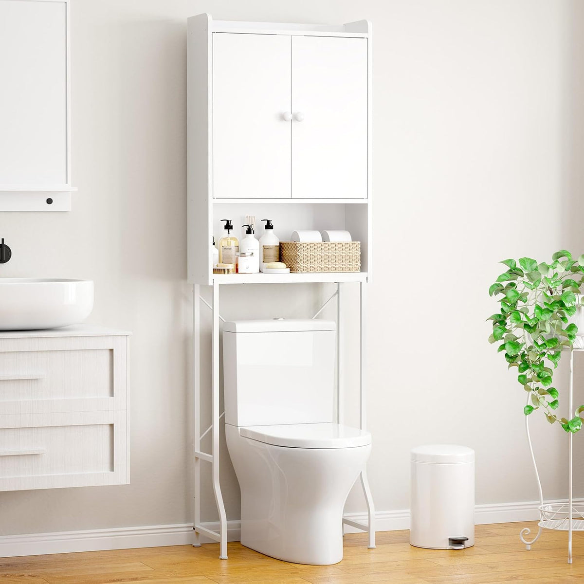 Kitsure 68.1"H over Toilet Storage Cabinet, Magnetic Door, Adjustable Shelf