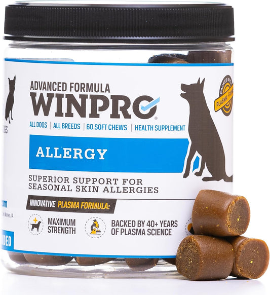 Allergy Chews – Plasma-Powered Formula for Dog Seasonal Allergy Support – Grain-Free Natural Blood Protein Supplements – 60 Soft Chews