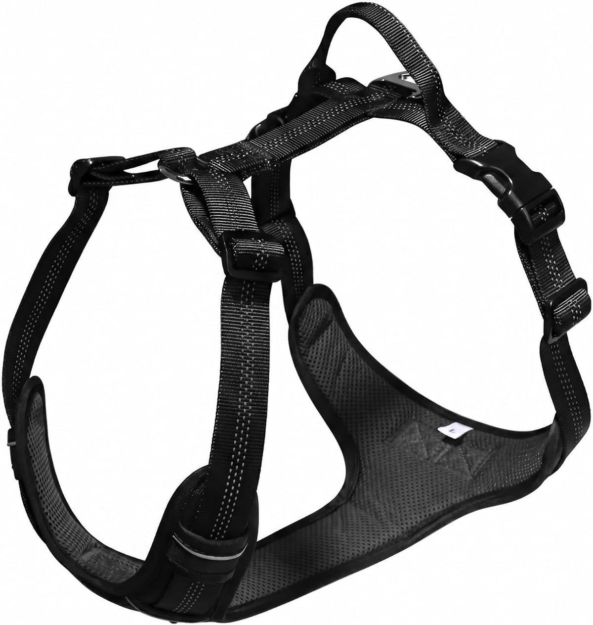 No Pull Dog Harness Reflective Adjustable Vest, Black, L