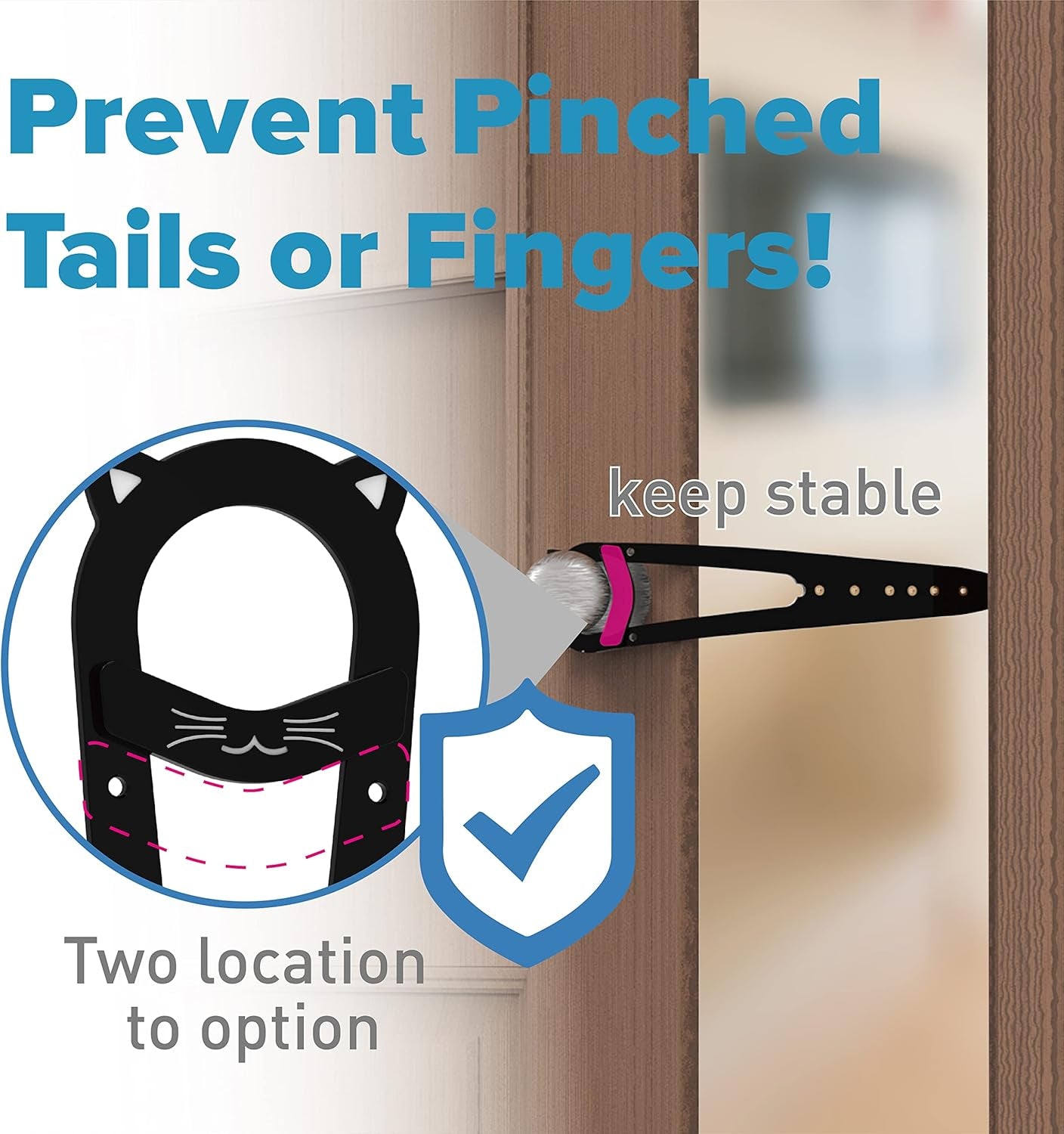 Neobay Cat Door Latch with Stabilizer, 7 Sizes Adjustable Cat Door Holder Latch, Keeps Dog Out of Litter Box, No-Drill Alternative to Pet Gates & Interior Cat Door, Black, 2 Packs