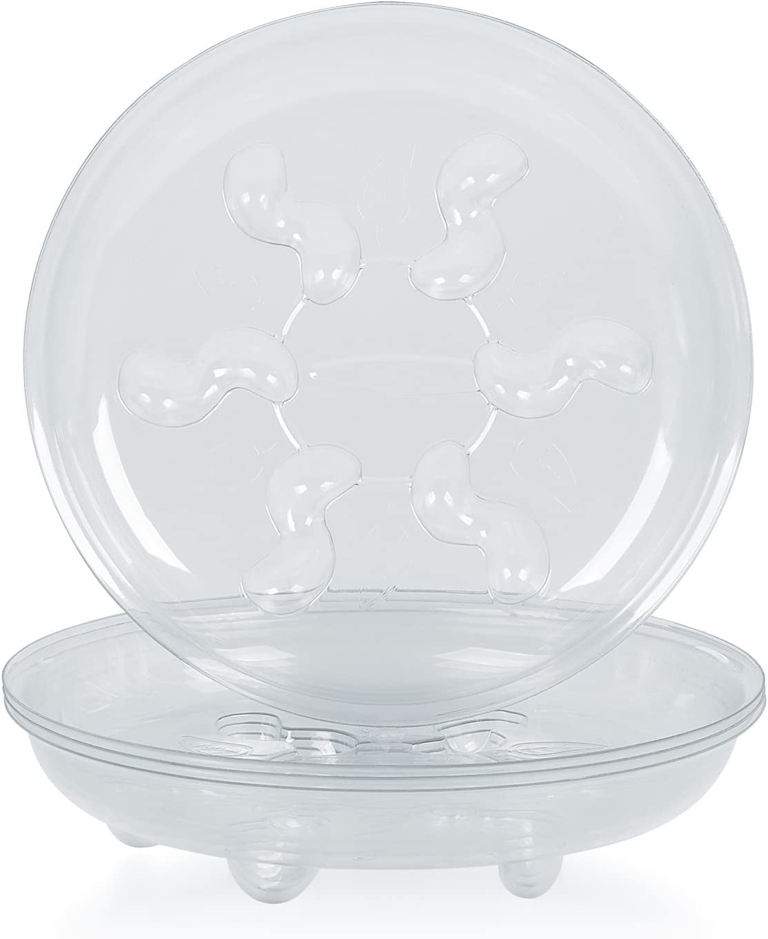 Idyllize 5 Pieces of 10 Inch Clear Thick Plastic Heavy Duty Sturdy Plant Saucer Drip Trays for Pots (10")