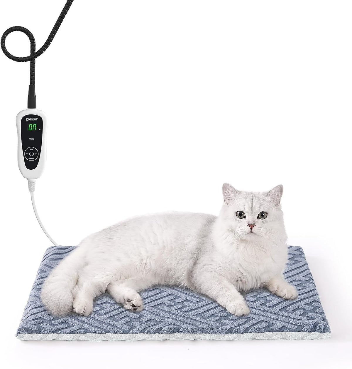 ZOMISIA Cat Heating Pad, Heated Cat Bed Indoor, 11 Temp & 25 Timer Settings