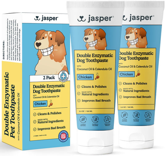 Jasper Dog Toothpaste Double Enzymatic, Chicken Flavor 3.5Oz 2-Pack