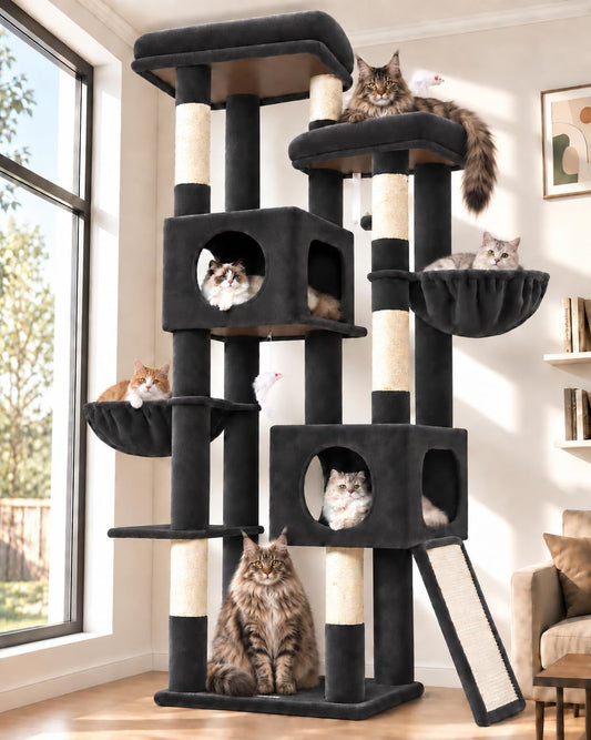 Globlazer 72In Tall Cat Tree for Large Cats, Sturdy Indoor Cat Tower, S72E