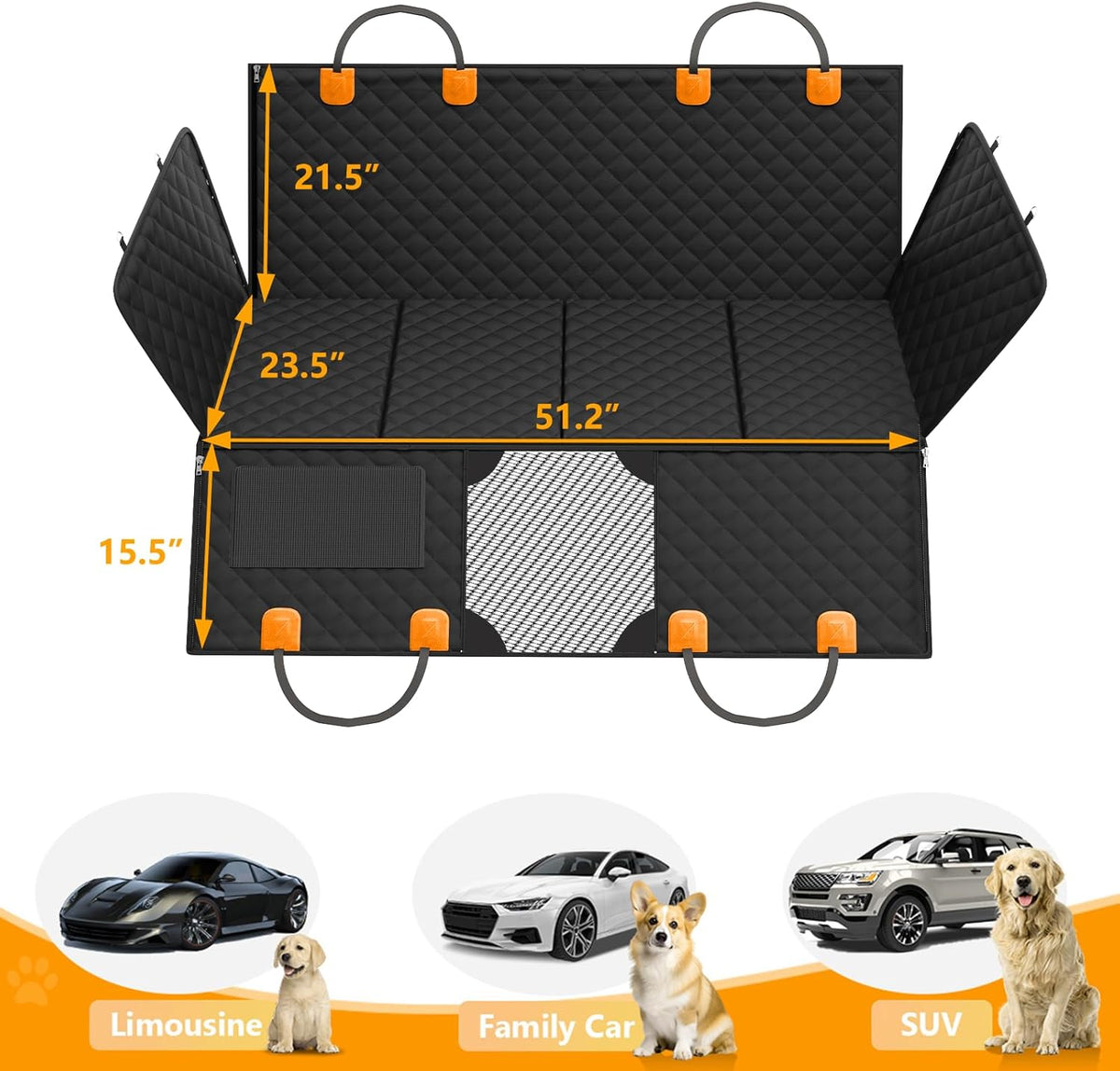 PETICON Dog Car Seat Cover for Back Seat, Hard Bottom Back Seat Extender