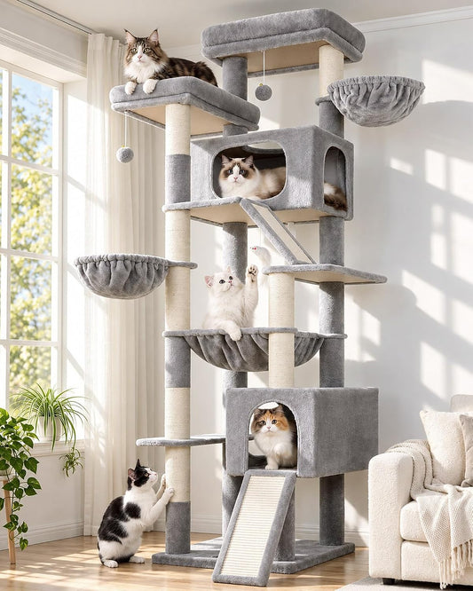 Globlazer 82In Tall Cat Tree Tower for Large Indoor Cats, F82D, Light Grey