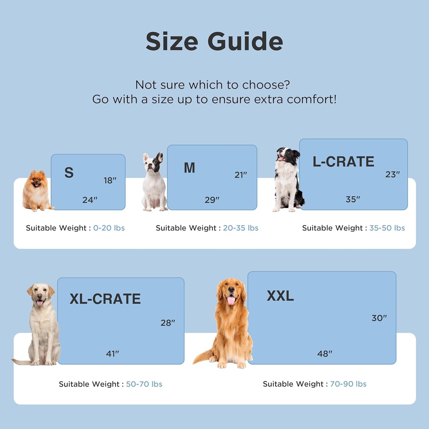 Bedsure Cooling Mat for Large Dogs - Q-Max>0.4 Thin Breathable Cooling Crate Pad Indoor for Pet with Chill Cool Fiber as Cooling Topper，Portable Washable Kennel Mat in Outdoor Summer, 35X23, Blue