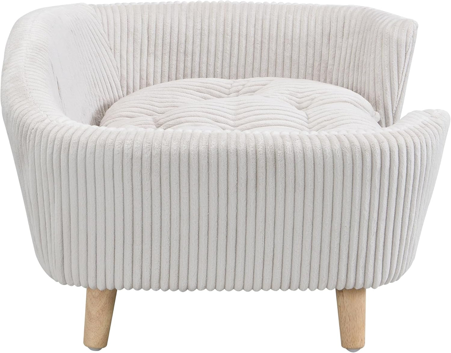 Christopher Knight Home Elroy Orthopedic Dog Bed, Elevated Dog Sofa Bed for Small Dog, Supportive Foam Pet Couch Bed with Wooden Legs, Modern Pet Sofa Bed, Light Beige