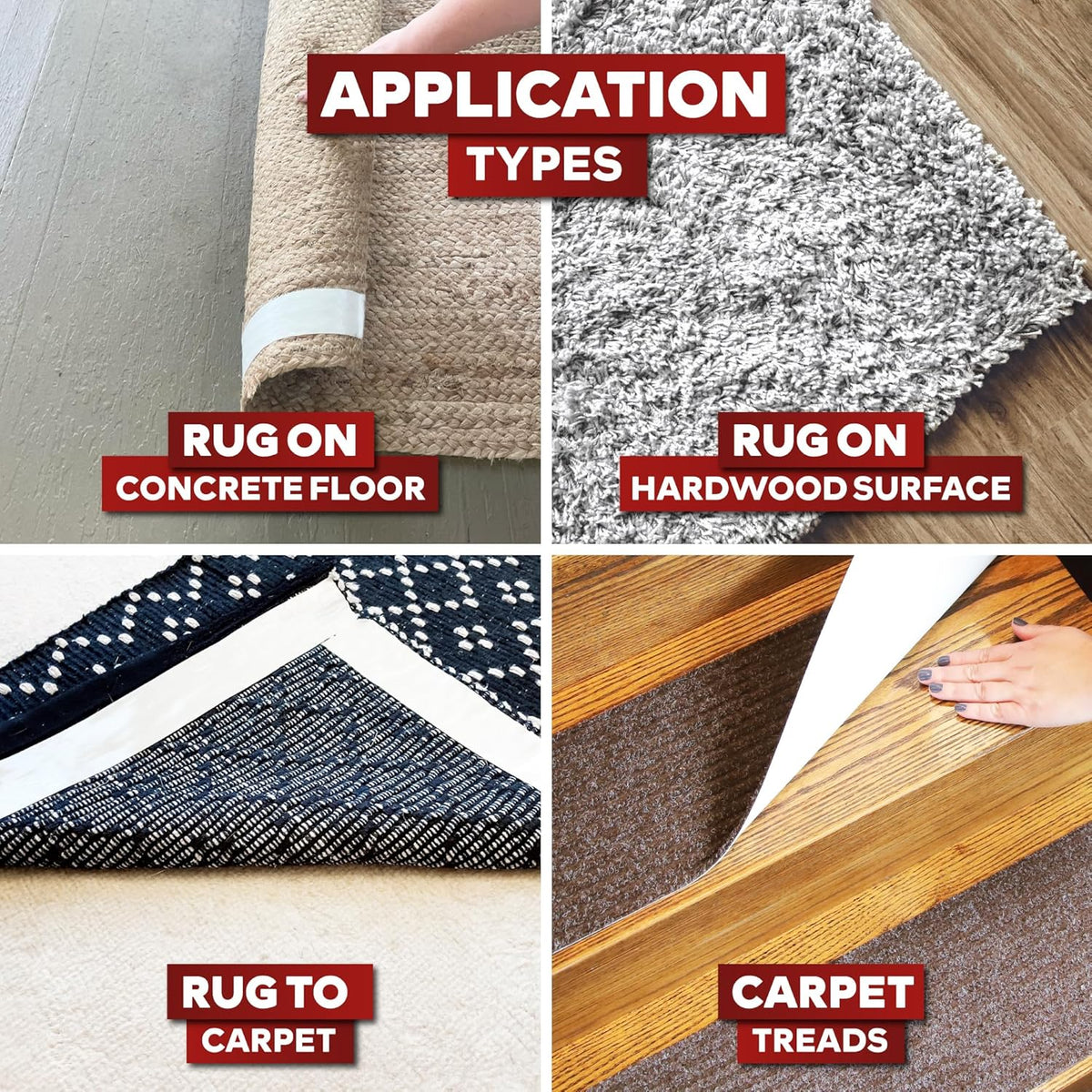 Xfasten Double Sided Carpet Tape for Area Rugs 2 Inch X 90 Ft No Residue