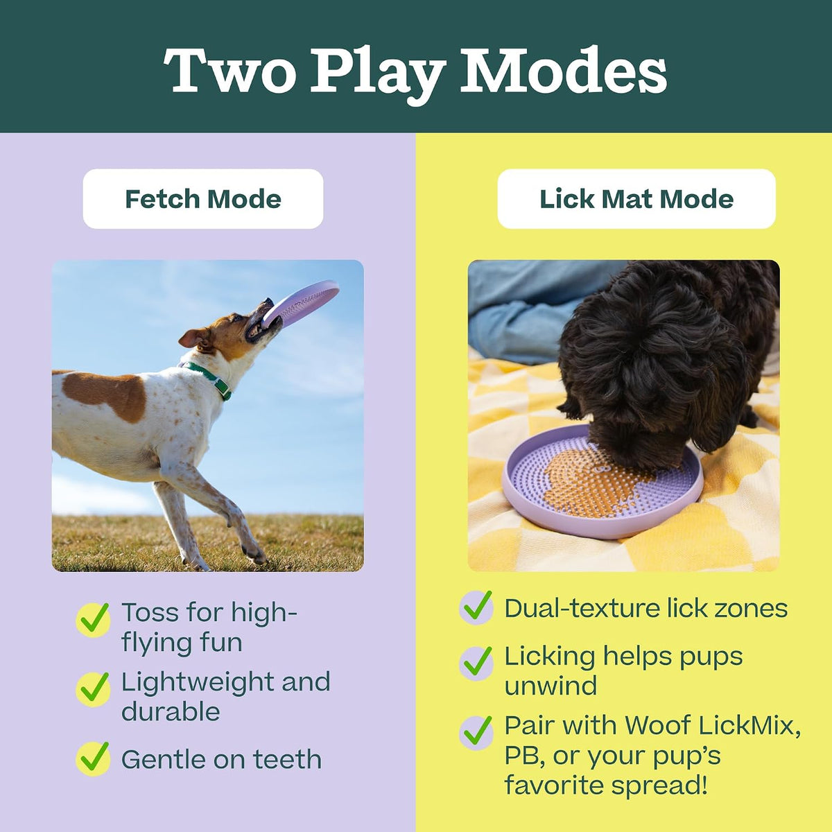 WOOF Fly N' Feed Flying Disc & Lick Mat Dog Toy - Lavender