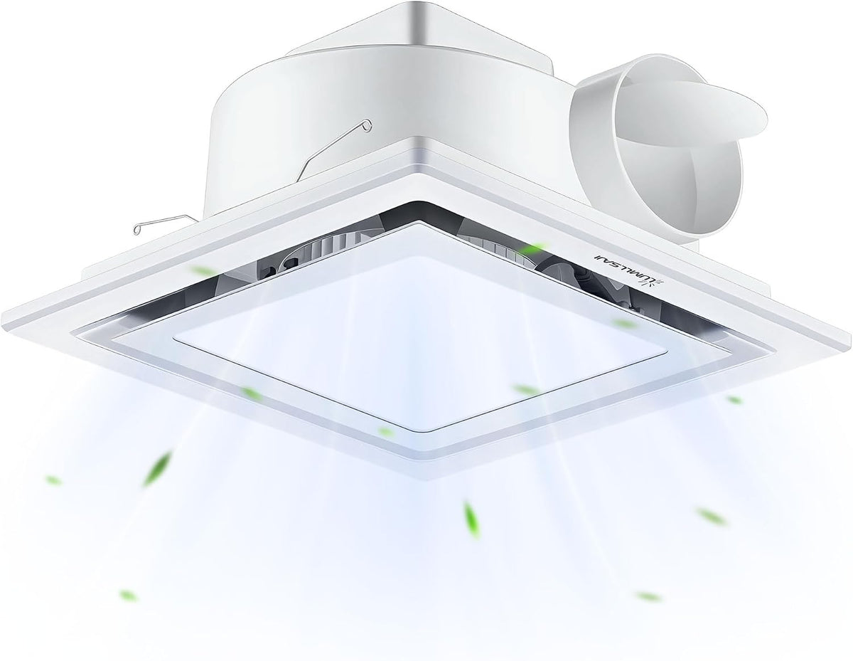 Bathroom Exhaust Fan with Light 10" Ultra Quiet 1.0 Sones,1000Lm