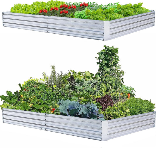 2-Pack Galvanized Raised Garden Bed 8X4X1Ft