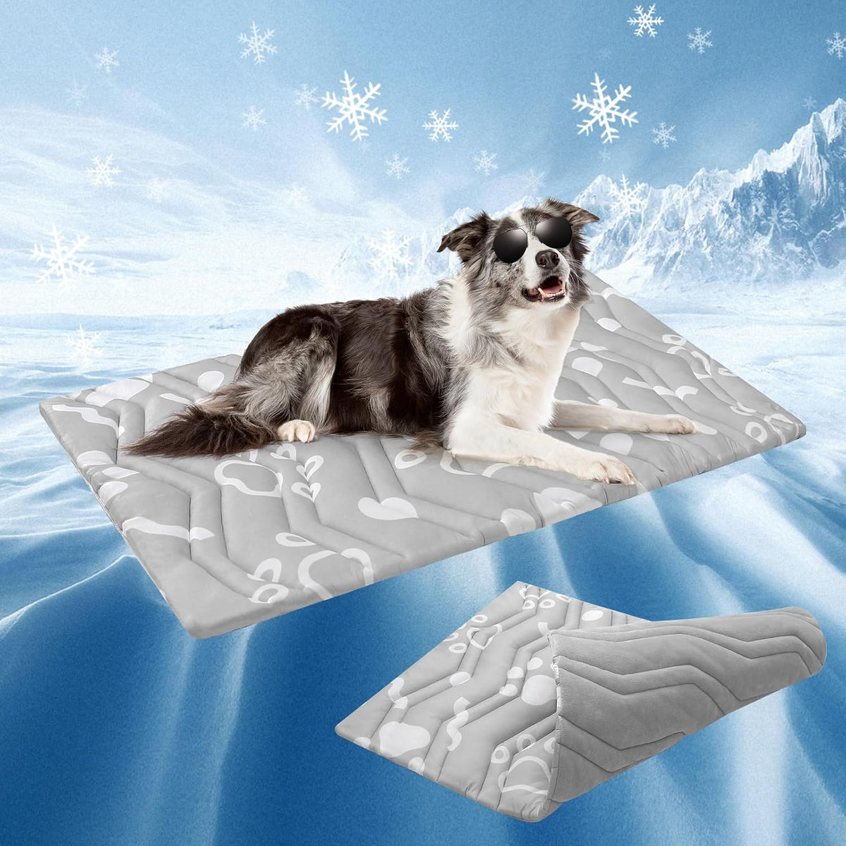 BEAUTYZOO Cooling Mat for Large Dogs, 48X28In Reversible Pad, Self-Cooling