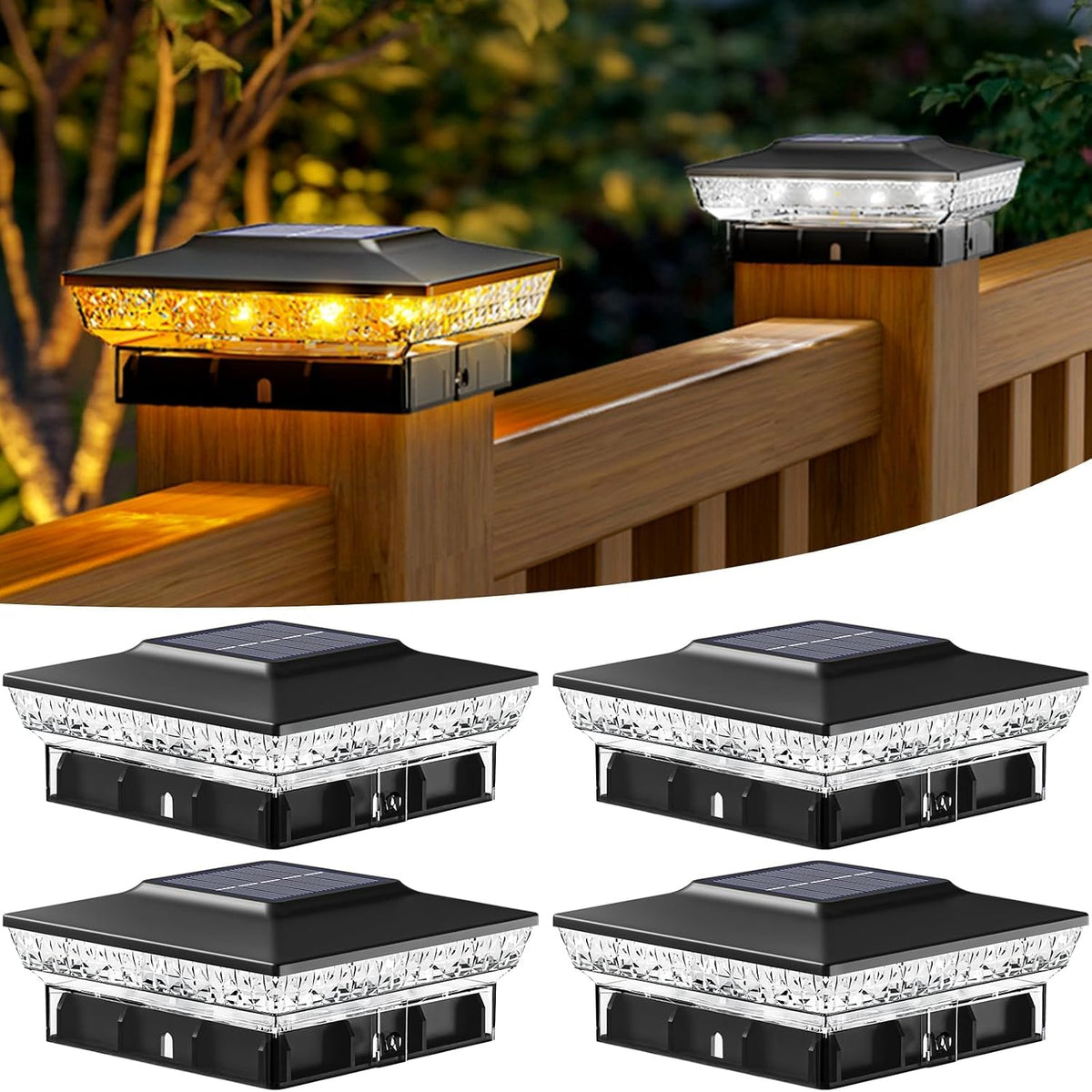 Btfarm Solar Post Cap Lights, 2 Colors Modes, Fit 4X4 3.5X3.5 Wooden/Vinyl